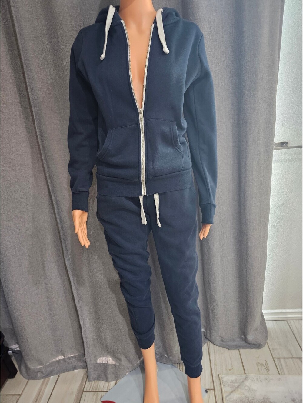 Fashion Nova Women's Navy Blue Two-Piece Hoodie and Jogger Set, Size M